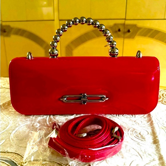Stylish Fuchsia Clutch with Silver Details - Picture 1 of 12